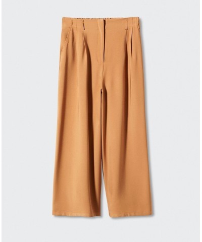 Women's Pleated Culottes Pants Brown $28.20 Pants