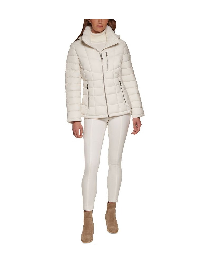 Women's Faux-Fur-Trim Hooded Puffer Coat Tan/Beige $73.60 Coats