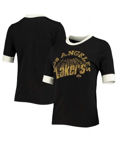Women's Black Los Angeles Lakers Slim Ringer T-shirt Black $25.75 Tops