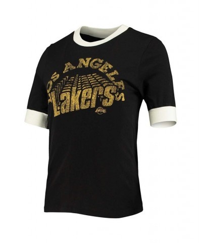 Women's Black Los Angeles Lakers Slim Ringer T-shirt Black $25.75 Tops