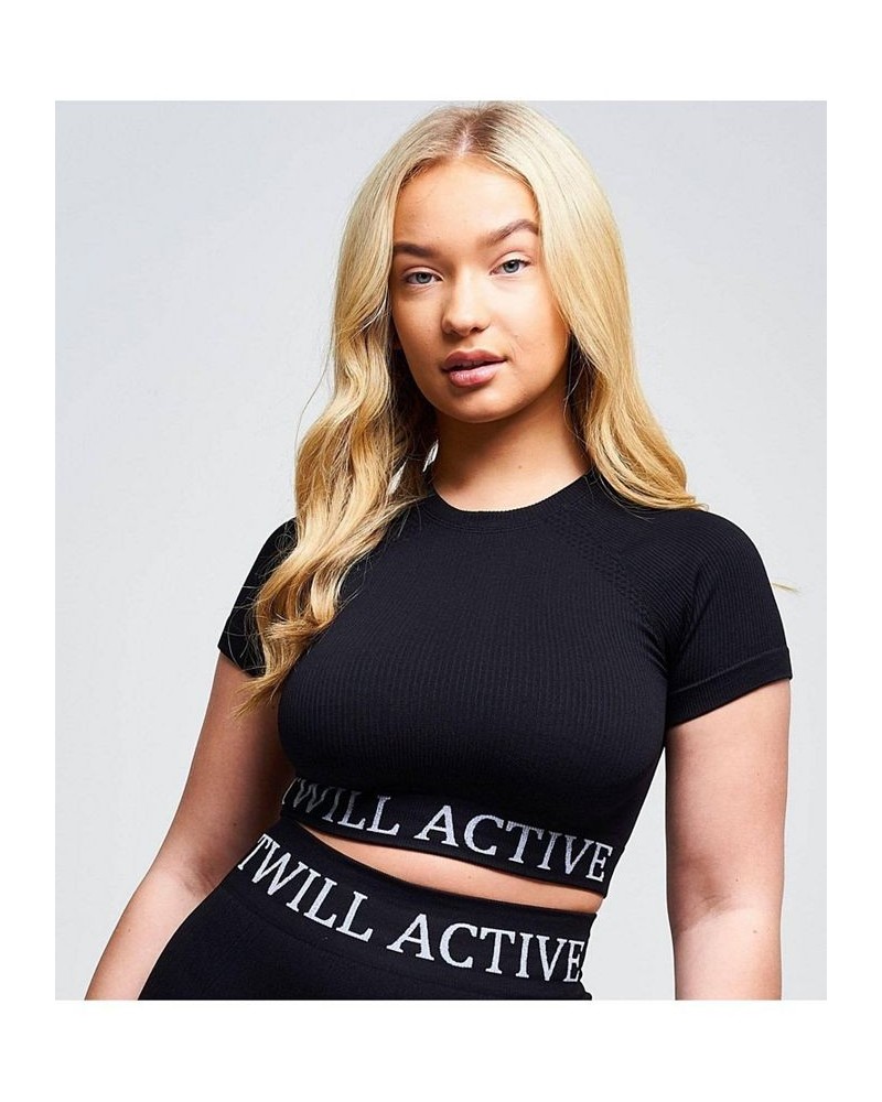 Women's Avra Panel Recycled Seamless Crop Top - Black Black $28.62 Tops