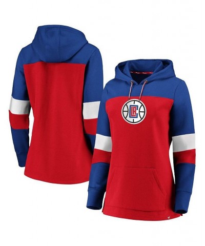 Women's Branded Red and Royal LA Clippers Iconic Heavy Block Pullover Hoodie Red, Royal $35.09 Sweatshirts