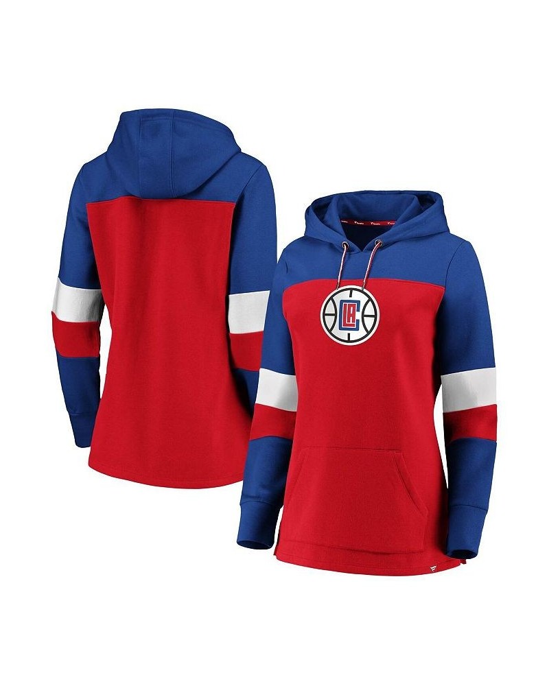 Women's Branded Red and Royal LA Clippers Iconic Heavy Block Pullover Hoodie Red, Royal $35.09 Sweatshirts