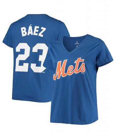Women's Javier Baez Royal New York Mets Plus Size Name and Number V-Neck T-shirt Royal $22.25 Tops
