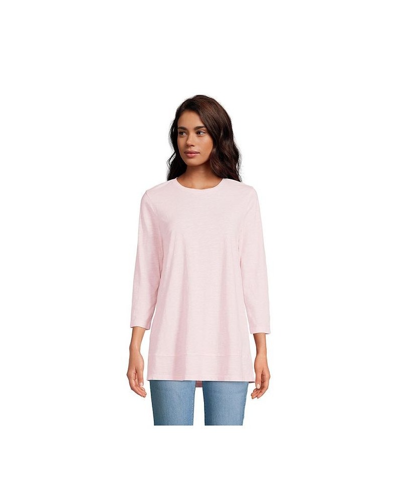 Women's Petite 3/4 Sleeve Slub Jersey Swing Tunic Soft tea rose $28.59 Tops