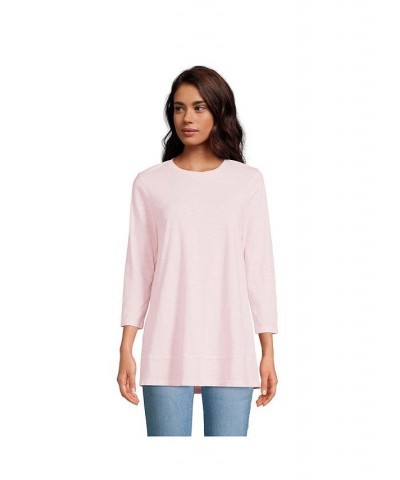 Women's Petite 3/4 Sleeve Slub Jersey Swing Tunic Soft tea rose $28.59 Tops