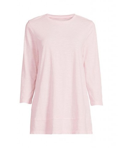 Women's Petite 3/4 Sleeve Slub Jersey Swing Tunic Soft tea rose $28.59 Tops