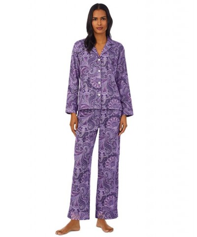 Ralph Lauren Long Sleeve and Pant Matching Pajama Set Purple Paisley $32.62 Sleepwear