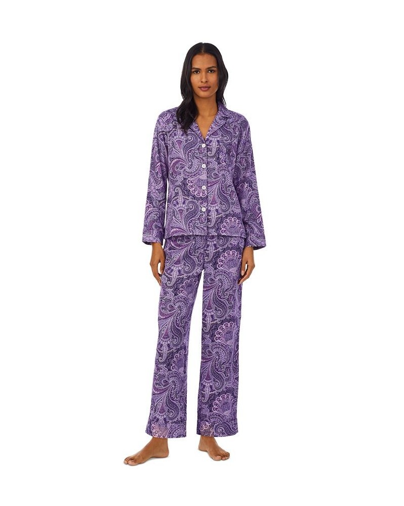 Ralph Lauren Long Sleeve and Pant Matching Pajama Set Purple Paisley $32.62 Sleepwear