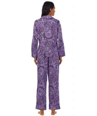 Ralph Lauren Long Sleeve and Pant Matching Pajama Set Purple Paisley $32.62 Sleepwear