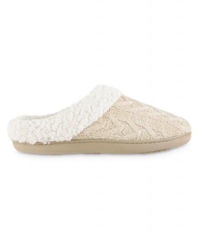 Women's Cable Knit Alexis Hoodback Slippers Tan/Beige $8.48 Shoes