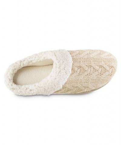 Women's Cable Knit Alexis Hoodback Slippers Tan/Beige $8.48 Shoes