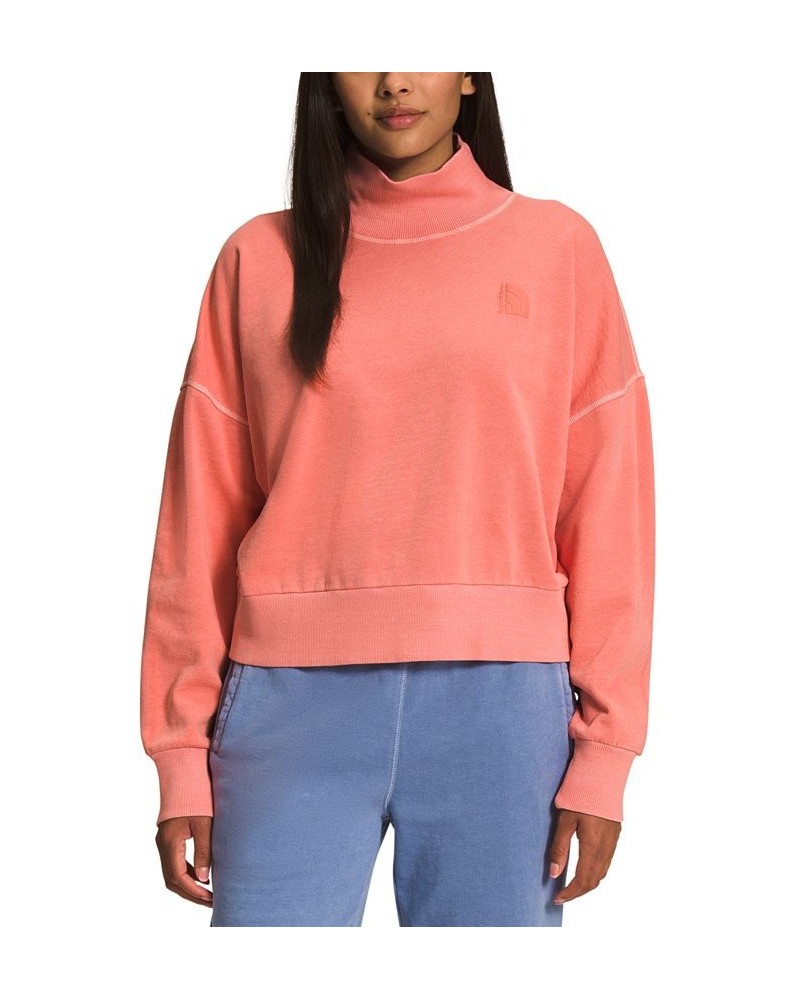 Women's Garment Dye Mock-Neck Sweatshirt Pink $32.19 Sweatshirts