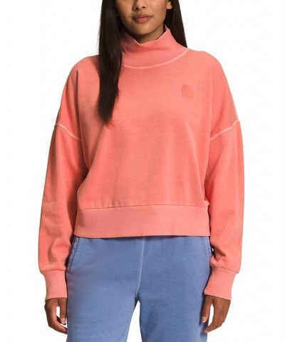 Women's Garment Dye Mock-Neck Sweatshirt Pink $32.19 Sweatshirts