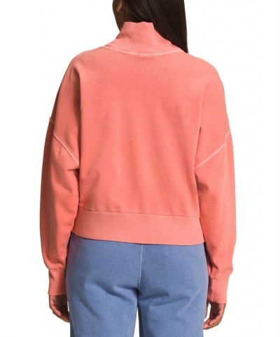 Women's Garment Dye Mock-Neck Sweatshirt Pink $32.19 Sweatshirts