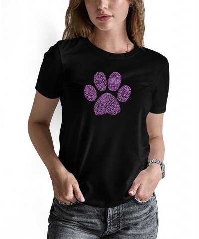 Women's XOXO Dog Paw Word Art T-shirt Black $14.00 Tops