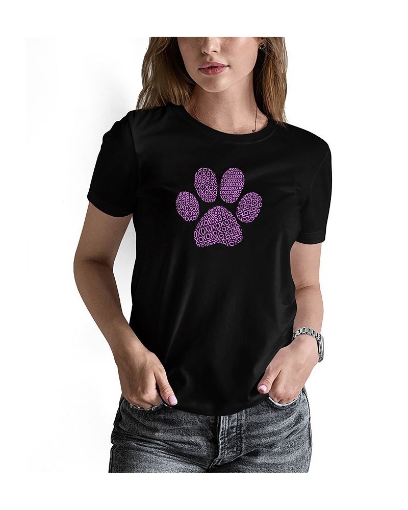 Women's XOXO Dog Paw Word Art T-shirt Black $14.00 Tops