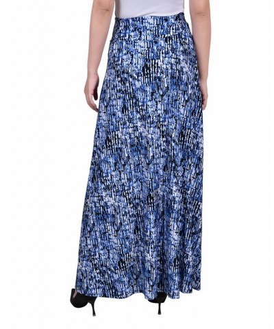 Women's Missy Maxi A-Line Skirt with Front Faux Belt with Ring Detail Blue Treetrunk $17.60 Skirts