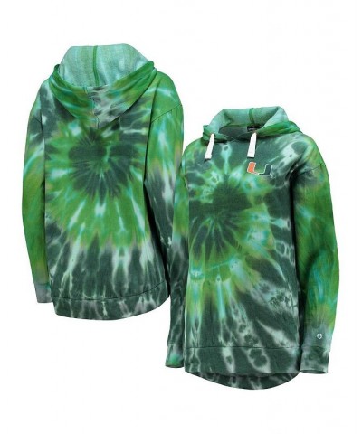 Women's Green Miami Hurricanes Slow Ride Spiral Tie-Dye Oversized Pullover Hoodie Green $29.40 Sweatshirts