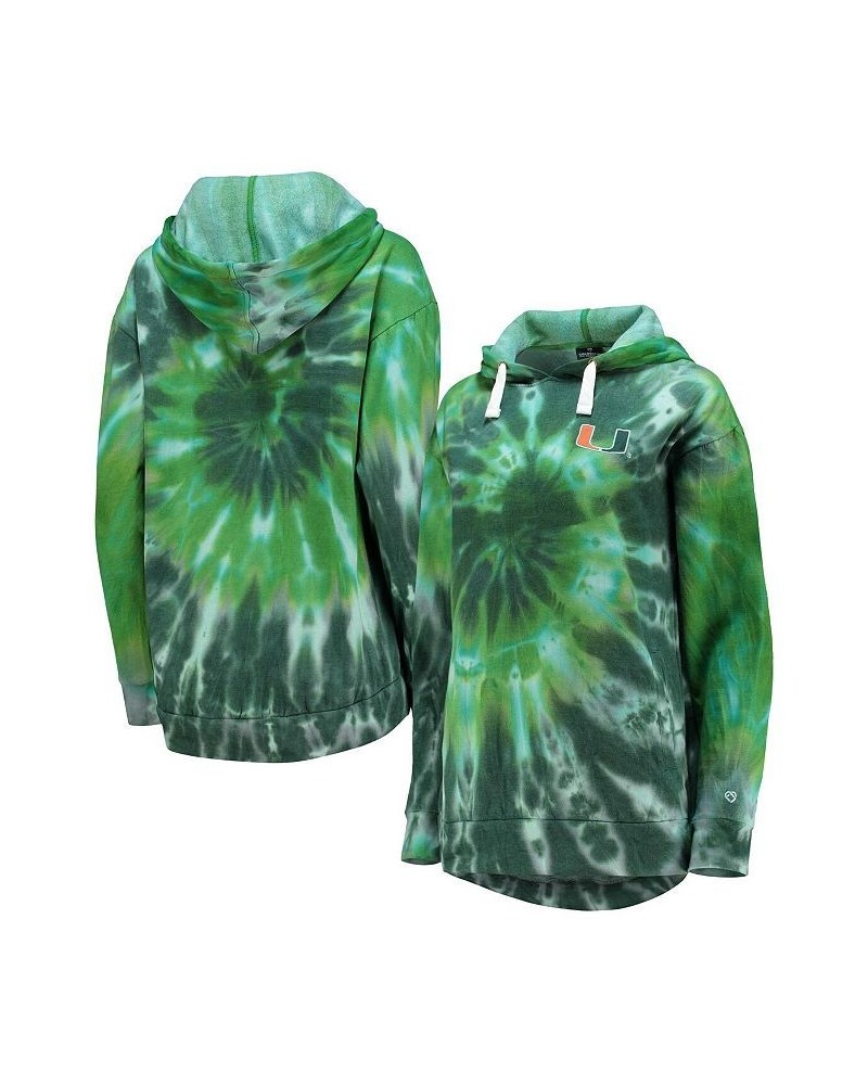 Women's Green Miami Hurricanes Slow Ride Spiral Tie-Dye Oversized Pullover Hoodie Green $29.40 Sweatshirts