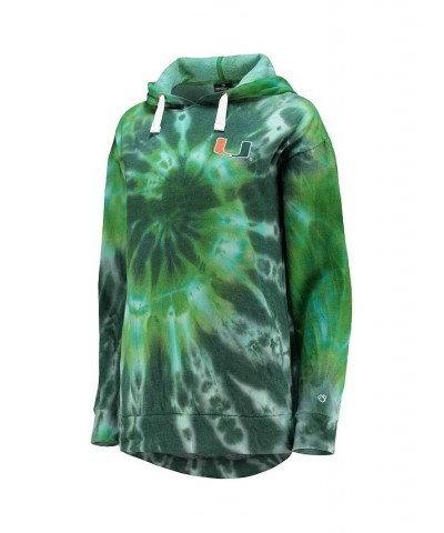 Women's Green Miami Hurricanes Slow Ride Spiral Tie-Dye Oversized Pullover Hoodie Green $29.40 Sweatshirts