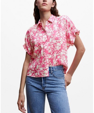 Women's Flowers Printed Shirt Vanilla $26.32 Tops