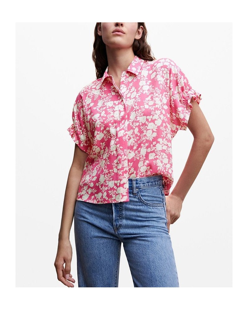 Women's Flowers Printed Shirt Vanilla $26.32 Tops