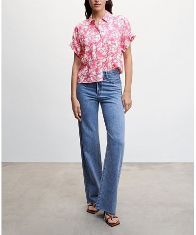 Women's Flowers Printed Shirt Vanilla $26.32 Tops