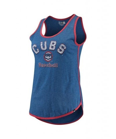 Women's Heathered Royal Chicago Cubs Contrast Binding Scoop Neck Tank Top Royal $17.22 Tops