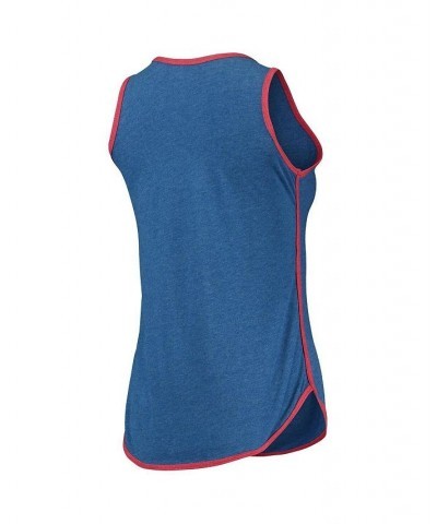 Women's Heathered Royal Chicago Cubs Contrast Binding Scoop Neck Tank Top Royal $17.22 Tops