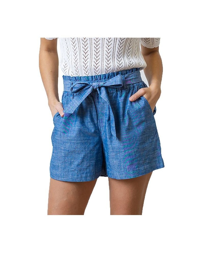 Women's Organic Cotton Cinched Waist Short Womens Blue Chambray $21.17 Shorts