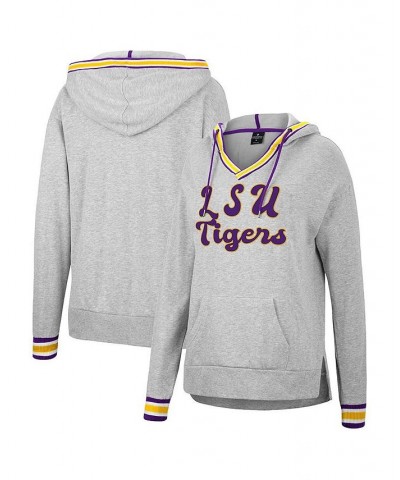 Women's Heathered Gray LSU Tigers Andy V-Neck Pullover Hoodie Heathered Gray $27.95 Sweatshirts