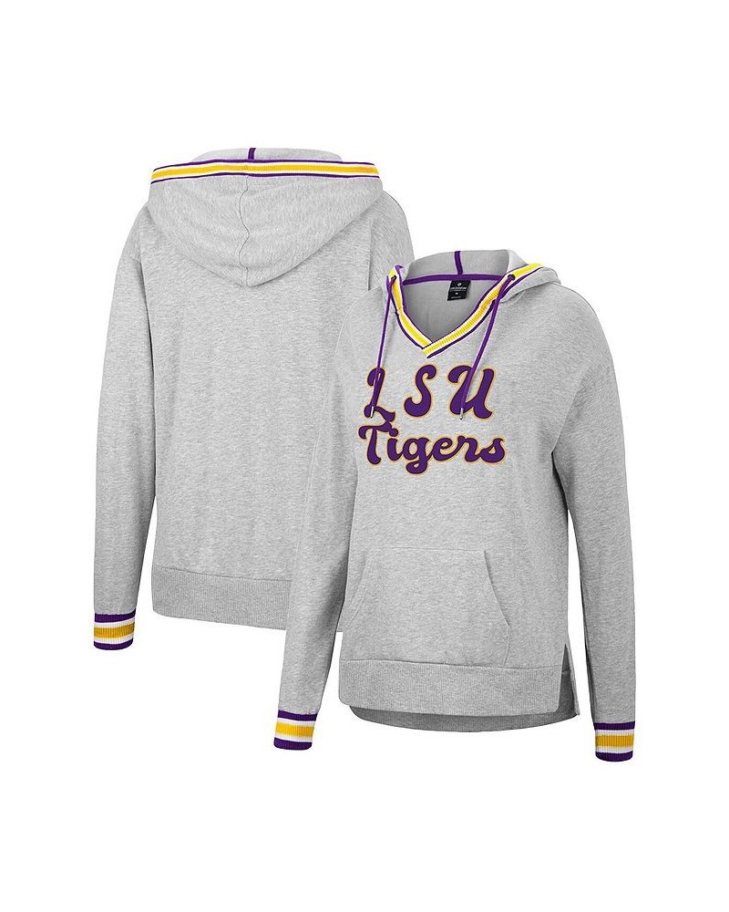 Women's Heathered Gray LSU Tigers Andy V-Neck Pullover Hoodie Heathered Gray $27.95 Sweatshirts