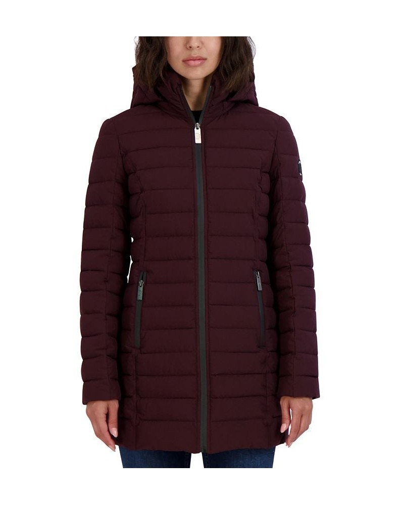 Women's Hooded Packable Puffer Coat Purple $60.00 Coats