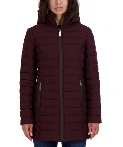 Women's Hooded Packable Puffer Coat Purple $60.00 Coats