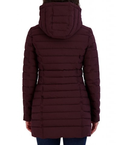 Women's Hooded Packable Puffer Coat Purple $60.00 Coats