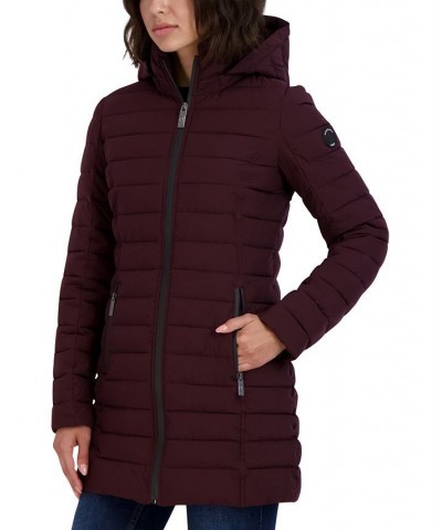 Women's Hooded Packable Puffer Coat Purple $60.00 Coats