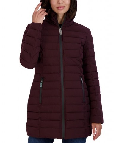 Women's Hooded Packable Puffer Coat Purple $60.00 Coats