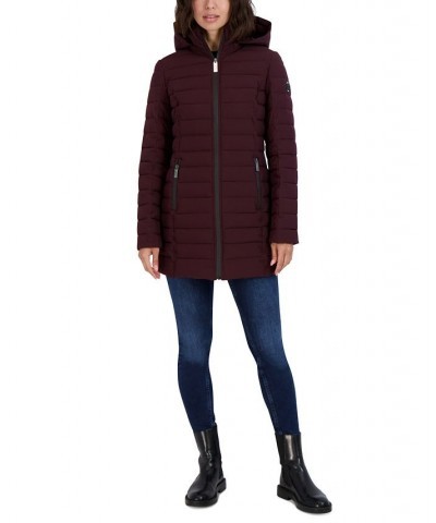 Women's Hooded Packable Puffer Coat Purple $60.00 Coats