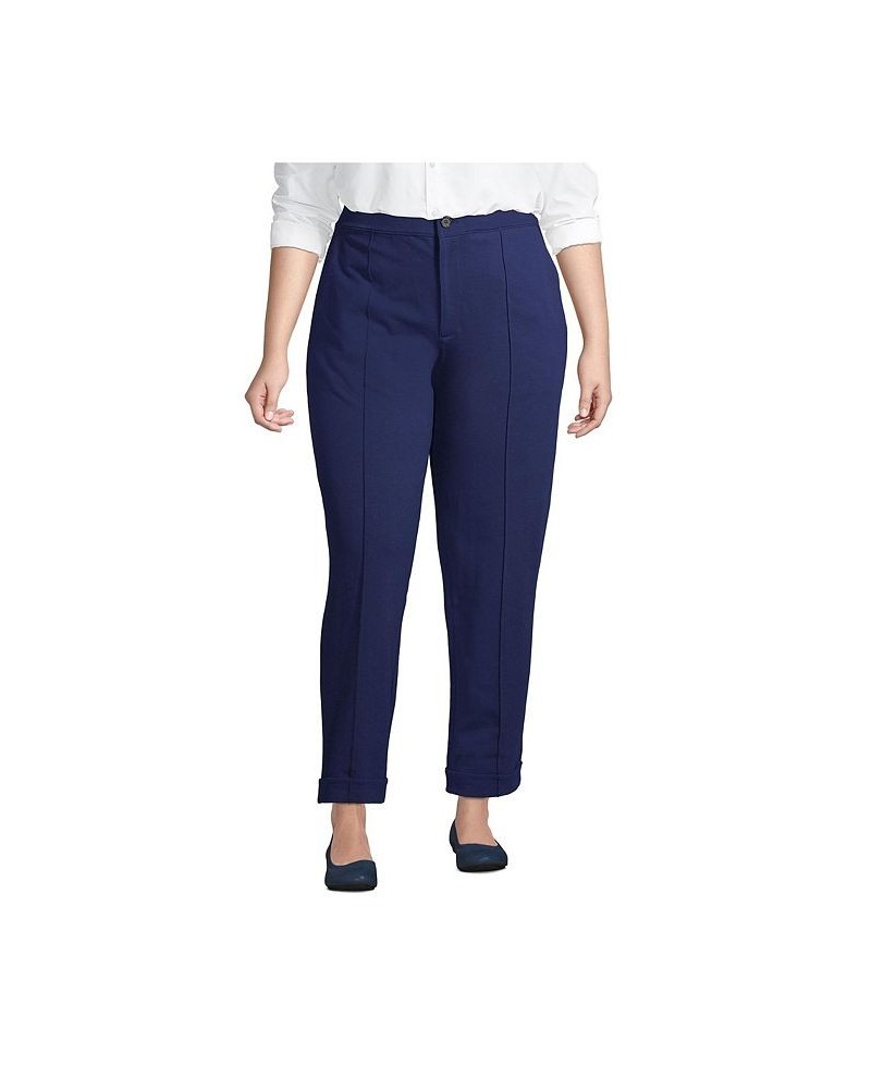 Women's Plus Size Starfish High Rise Pintuck Straight Leg Elastic Waist Pull On Ankle Pants Deep sea navy $34.29 Pants