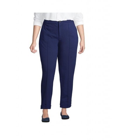 Women's Plus Size Starfish High Rise Pintuck Straight Leg Elastic Waist Pull On Ankle Pants Deep sea navy $34.29 Pants