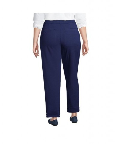 Women's Plus Size Starfish High Rise Pintuck Straight Leg Elastic Waist Pull On Ankle Pants Deep sea navy $34.29 Pants