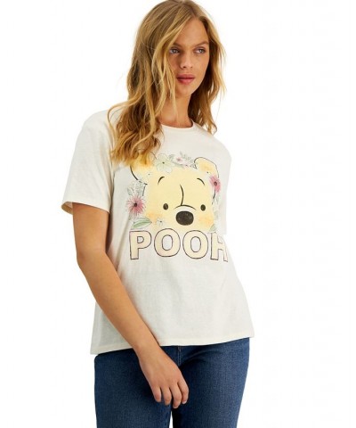 Juniors' Crew-Neck Floral Winnie-The-Pooh-Graphic T-Shirt Birch $11.20 Tops