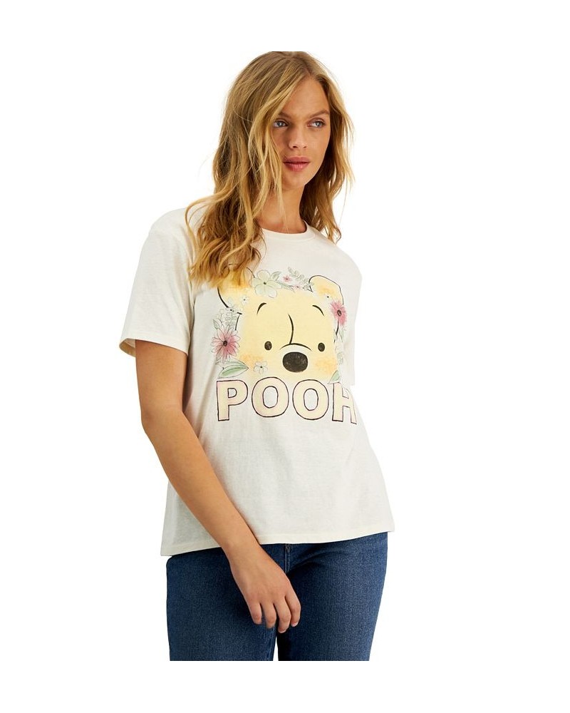 Juniors' Crew-Neck Floral Winnie-The-Pooh-Graphic T-Shirt Birch $11.20 Tops