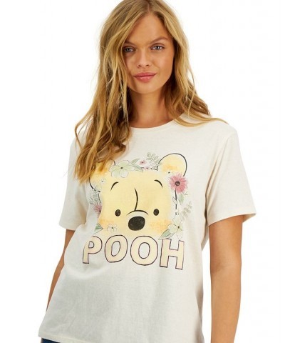 Juniors' Crew-Neck Floral Winnie-The-Pooh-Graphic T-Shirt Birch $11.20 Tops