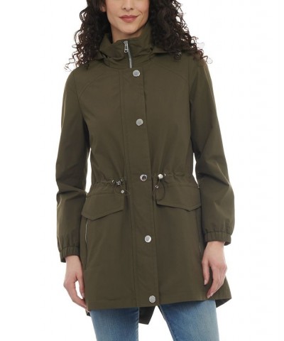 Petite Hooded Drawcord-Waist Anorak Jacket Green $56.00 Coats