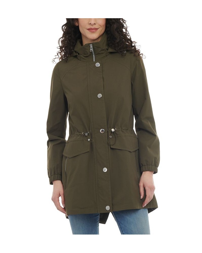 Petite Hooded Drawcord-Waist Anorak Jacket Green $56.00 Coats