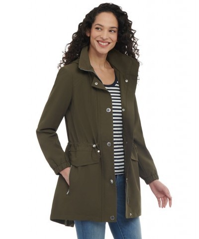 Petite Hooded Drawcord-Waist Anorak Jacket Green $56.00 Coats