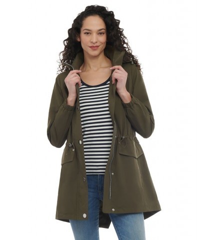 Petite Hooded Drawcord-Waist Anorak Jacket Green $56.00 Coats