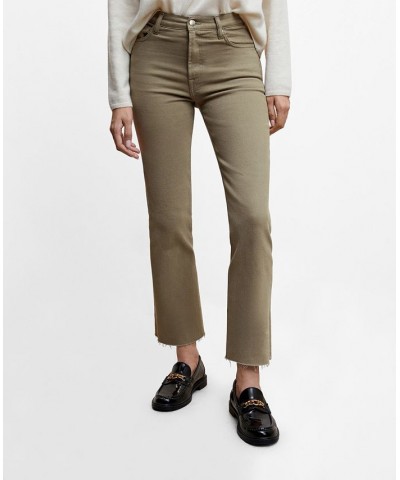 Women's Crop Flared Jeans Khaki $35.39 Jeans